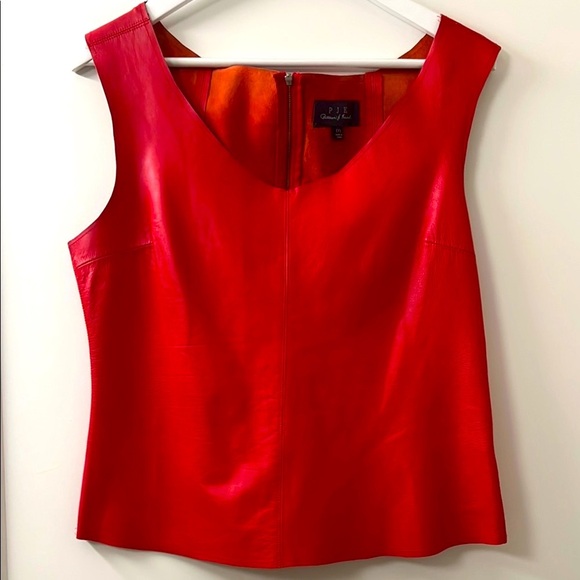 PJK Patterson J. Kincaid Tops - PJK Patterson J Kincaid Red Leather Shirt